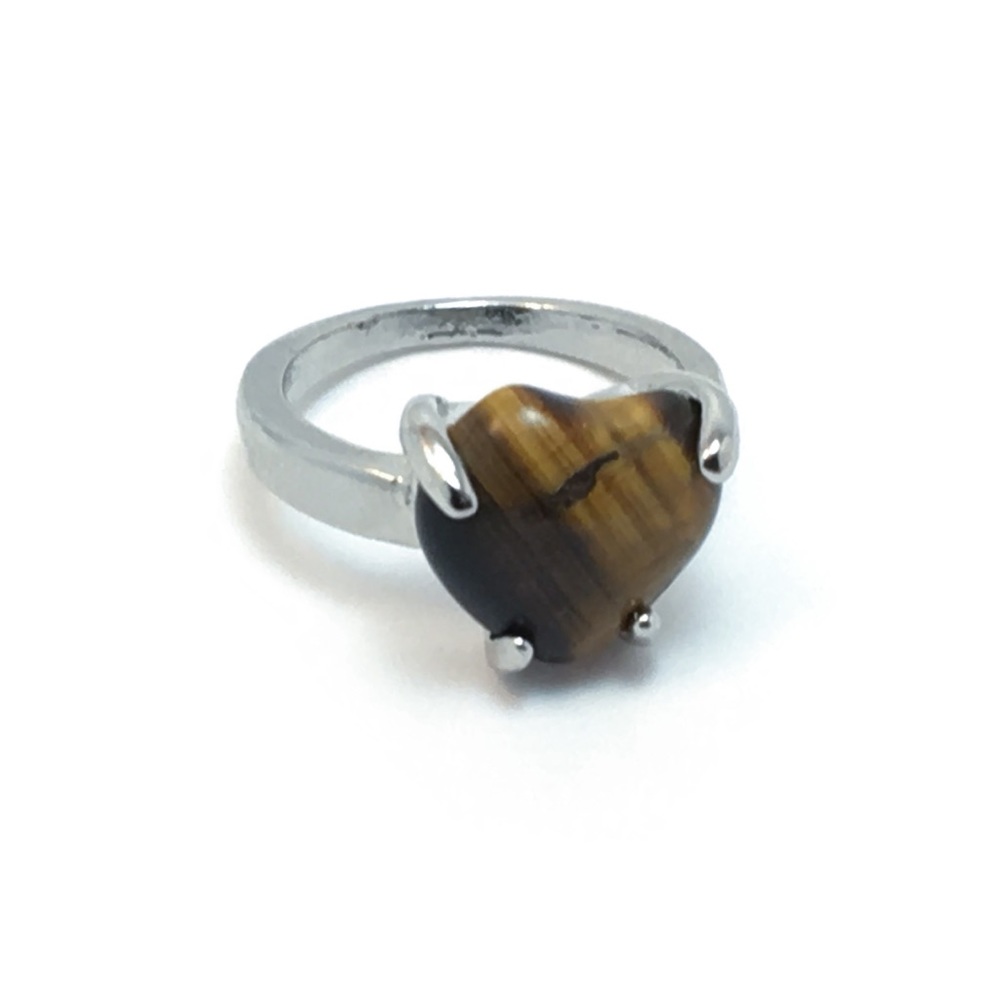 Woodgrain Heart Ring Size 5 - Picture 1 of 6